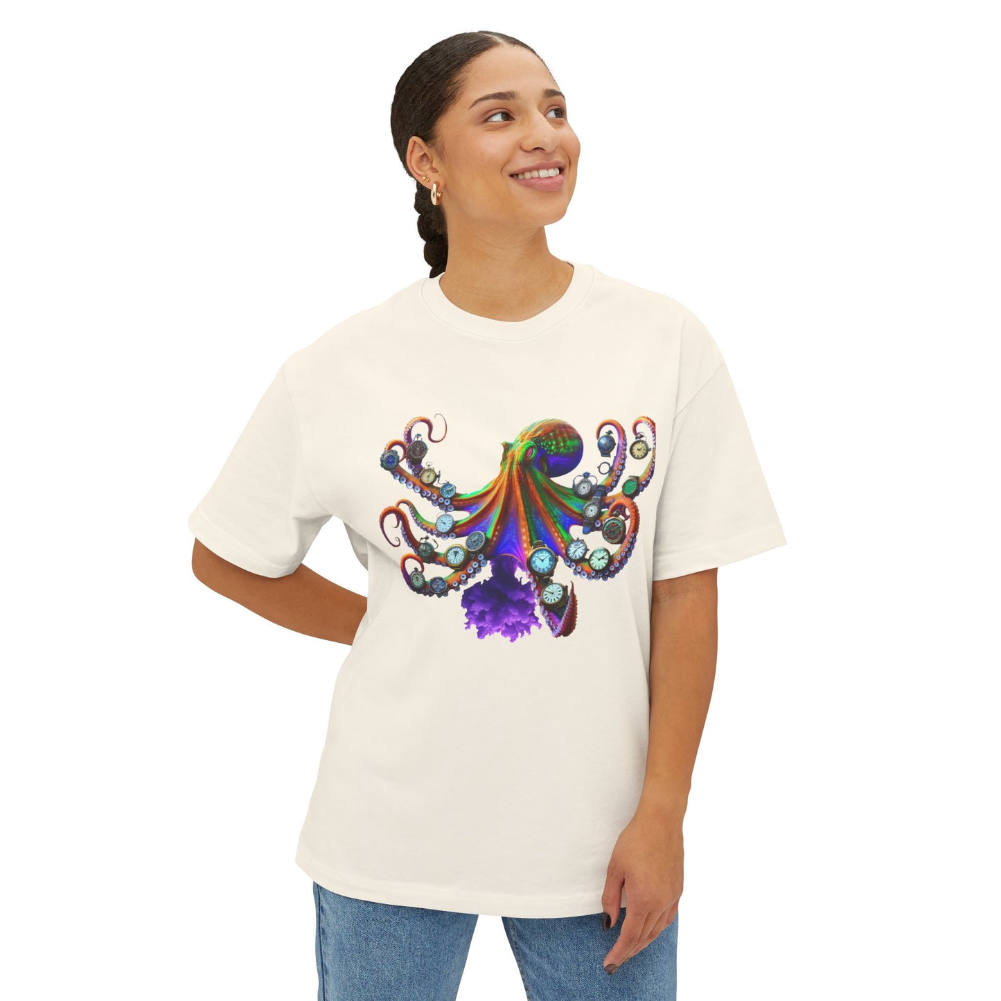 Timekeeper Octupus, Unisex Oversized Boxy Tee
