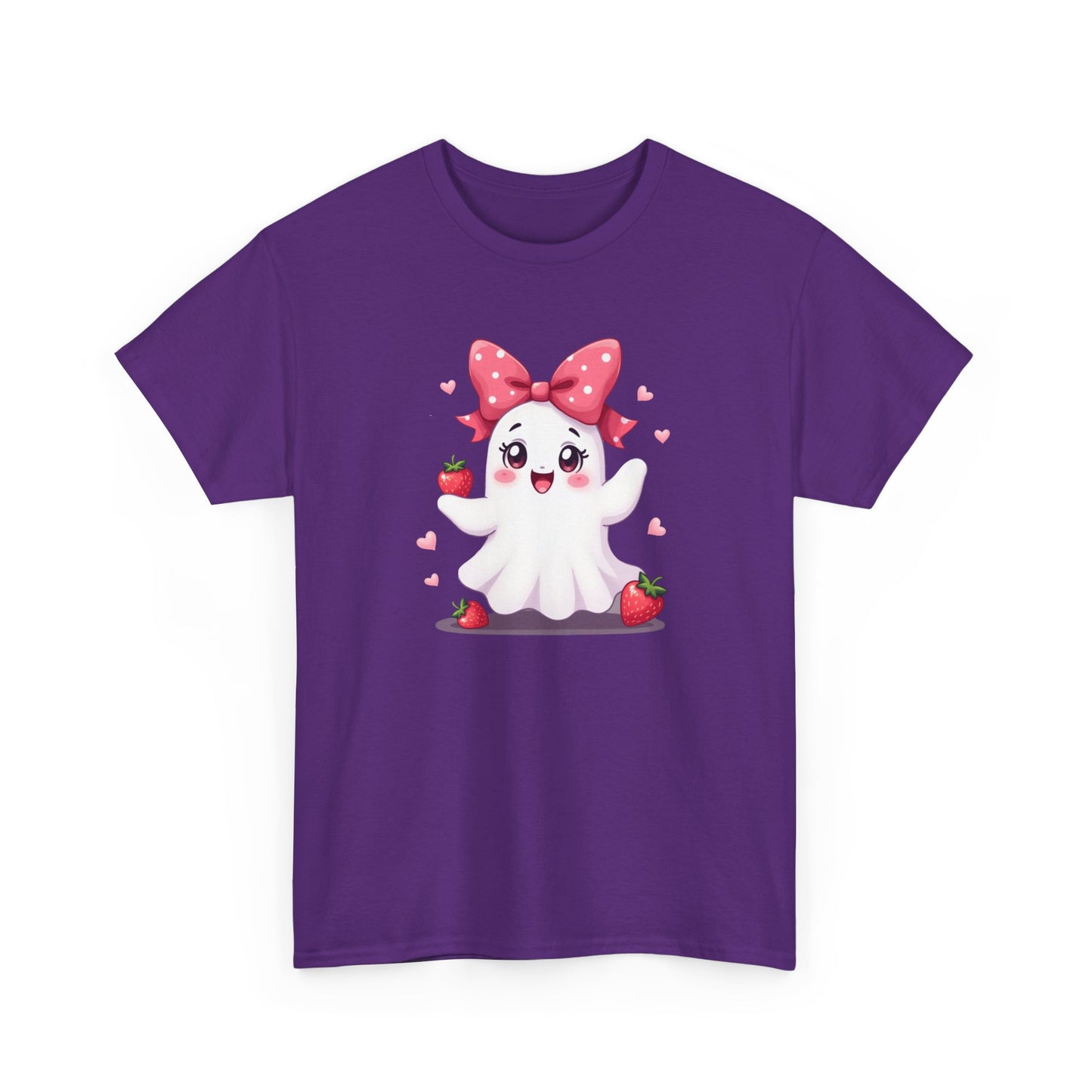 Cute Ghost Strawberry Unisex Tee, Perfect for Halloween, Gift, Casual Wear, Festival Shirt, Summer Vibes, Kawaii Apparel