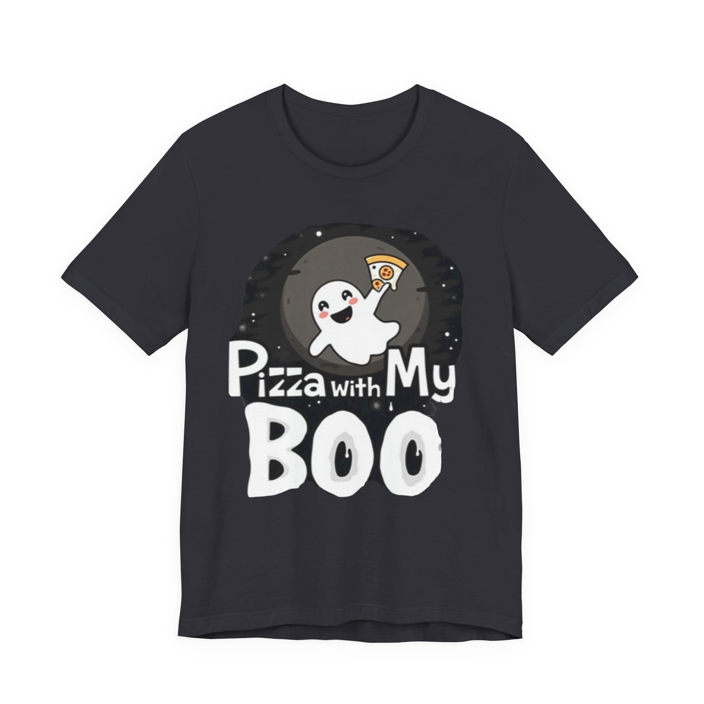 Ghost Pizza Boo Tee - Unisex Jersey Short Sleeve T-Shirt, Funny Halloween Shirt, Spooky Costume, Ghost Lover Gift, October Celebration