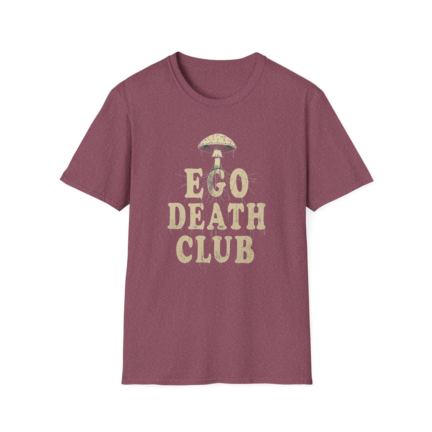 Ego Death Club Mushroom, T-Shirt, Unisex Softstyle Tee, Casual Wear, Gift for Friends, Unique Graphic Shirt - Psychonaut Swag