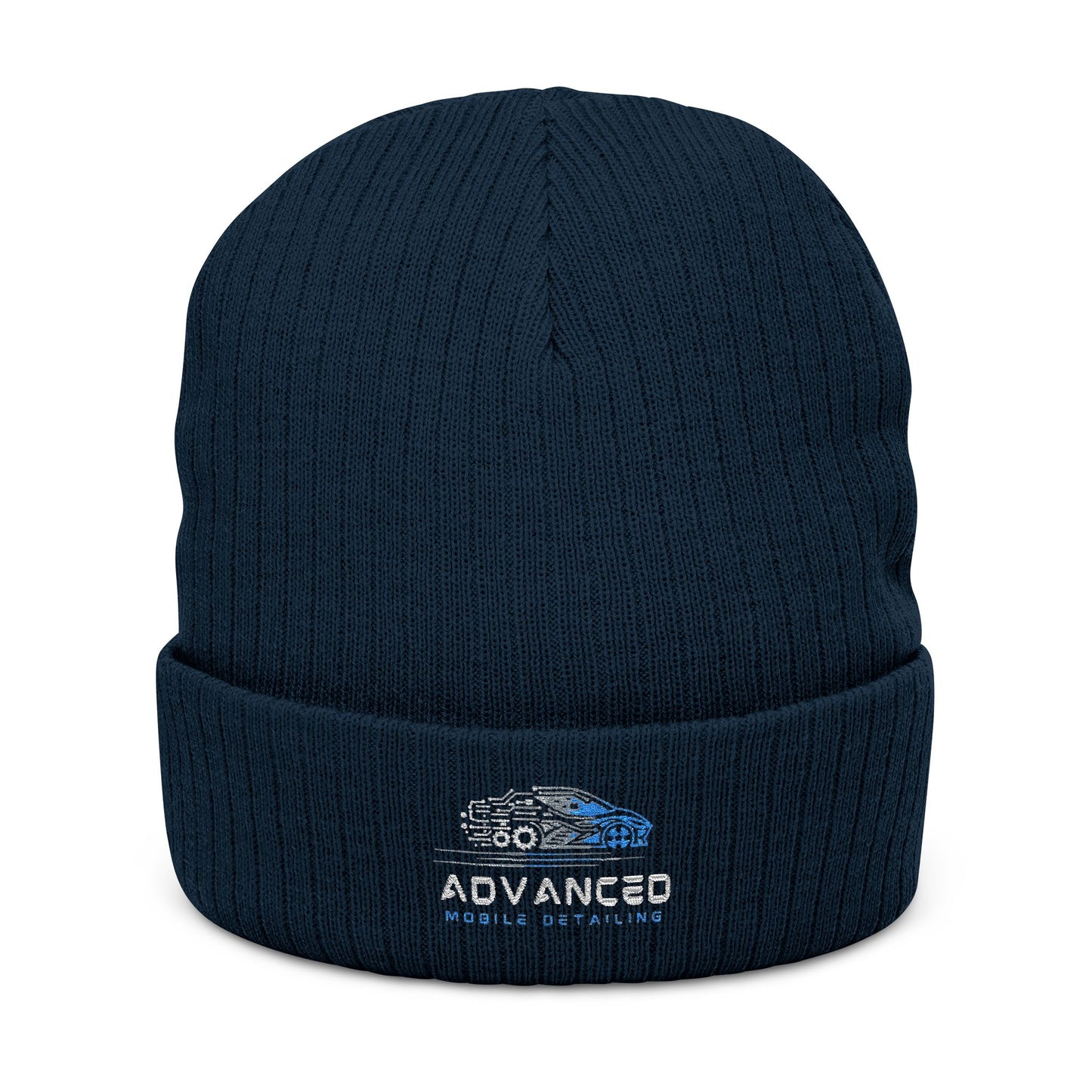 Advanced Mobile Detailing, Embroidered Ribbed Knit Beanie | Cozy Winter Hat, Gift for Him/Her, Stylish Accessories, Outdoor Essentials, Custom Beanie