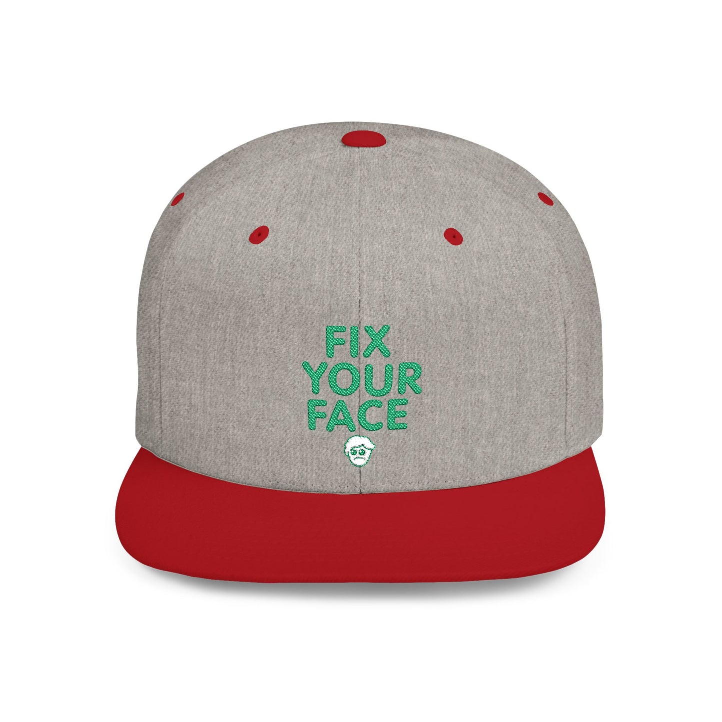 Fix Your Face-Leah, Flat Bill Snapback Cap, Trendy Snapback Hat, Funny Quote Hat, Casual Streetwear Cap, Unique Gift for Friends