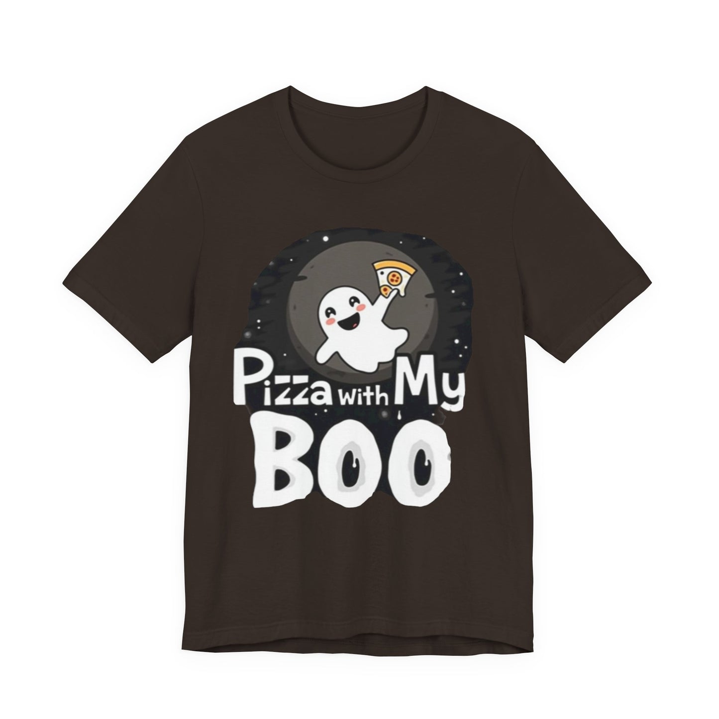 Ghost Pizza Boo Tee - Unisex Jersey Short Sleeve T-Shirt, Funny Halloween Shirt, Spooky Costume, Ghost Lover Gift, October Celebration