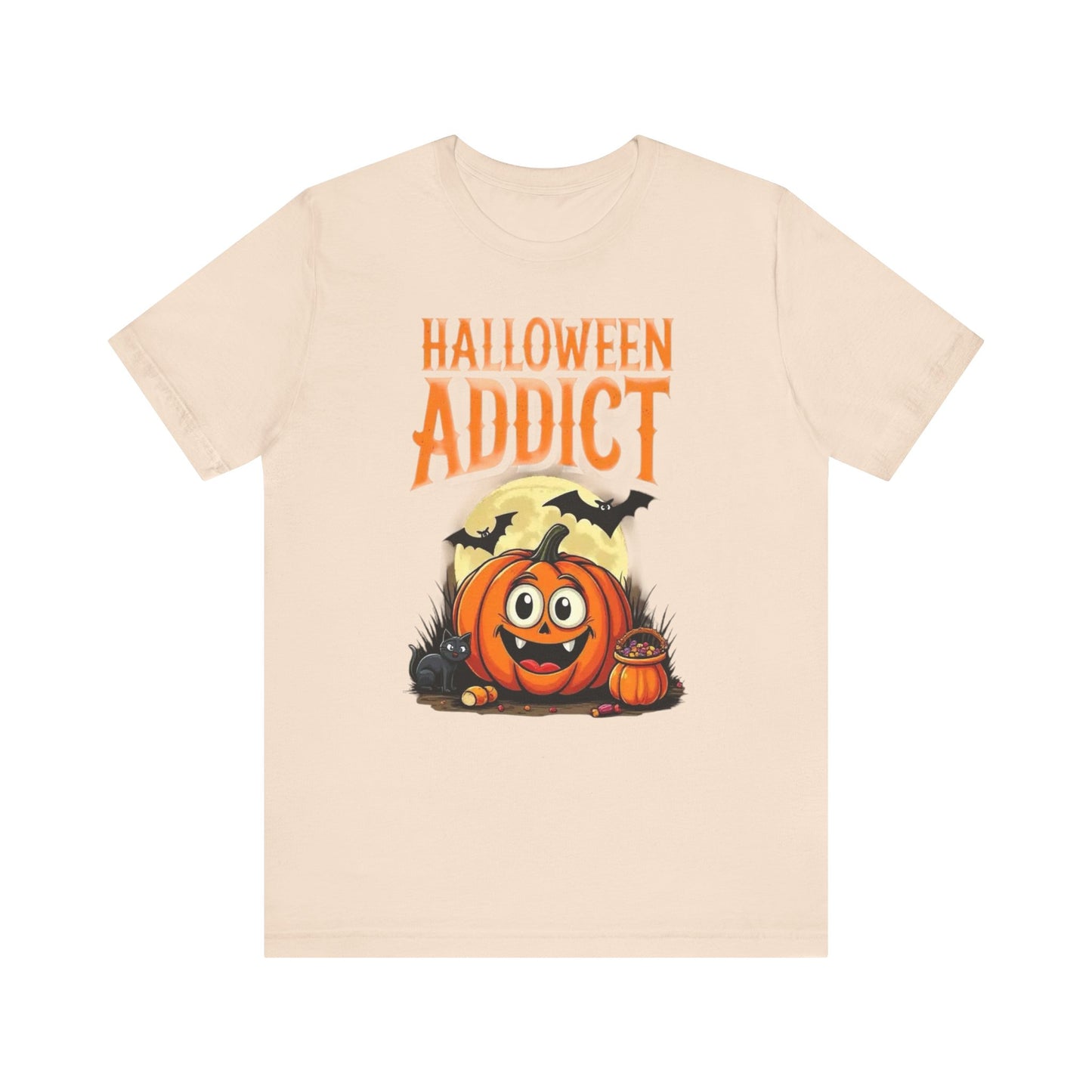 Halloween Addict Tee | Unisex Short Sleeve T-Shirt, Fun Halloween Apparel, Pumpkin Tee, Spooky Season Shirt, Gift for Halloween Lovers - Psychonaut Swag
