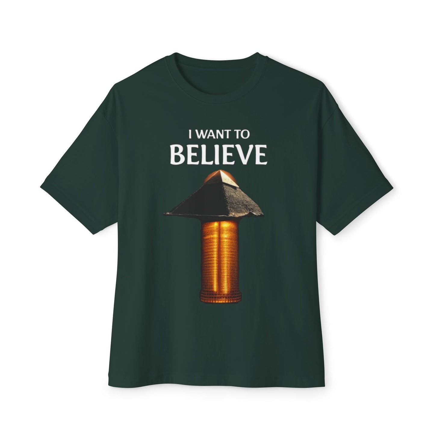 I Want to Believe Pyramid Tee, Unisex Tee, Oversized T-Shirt, UFO Humor Shirt, Gift for Sci-Fi Lovers, Casual Graphic Top - Psychonaut Swag