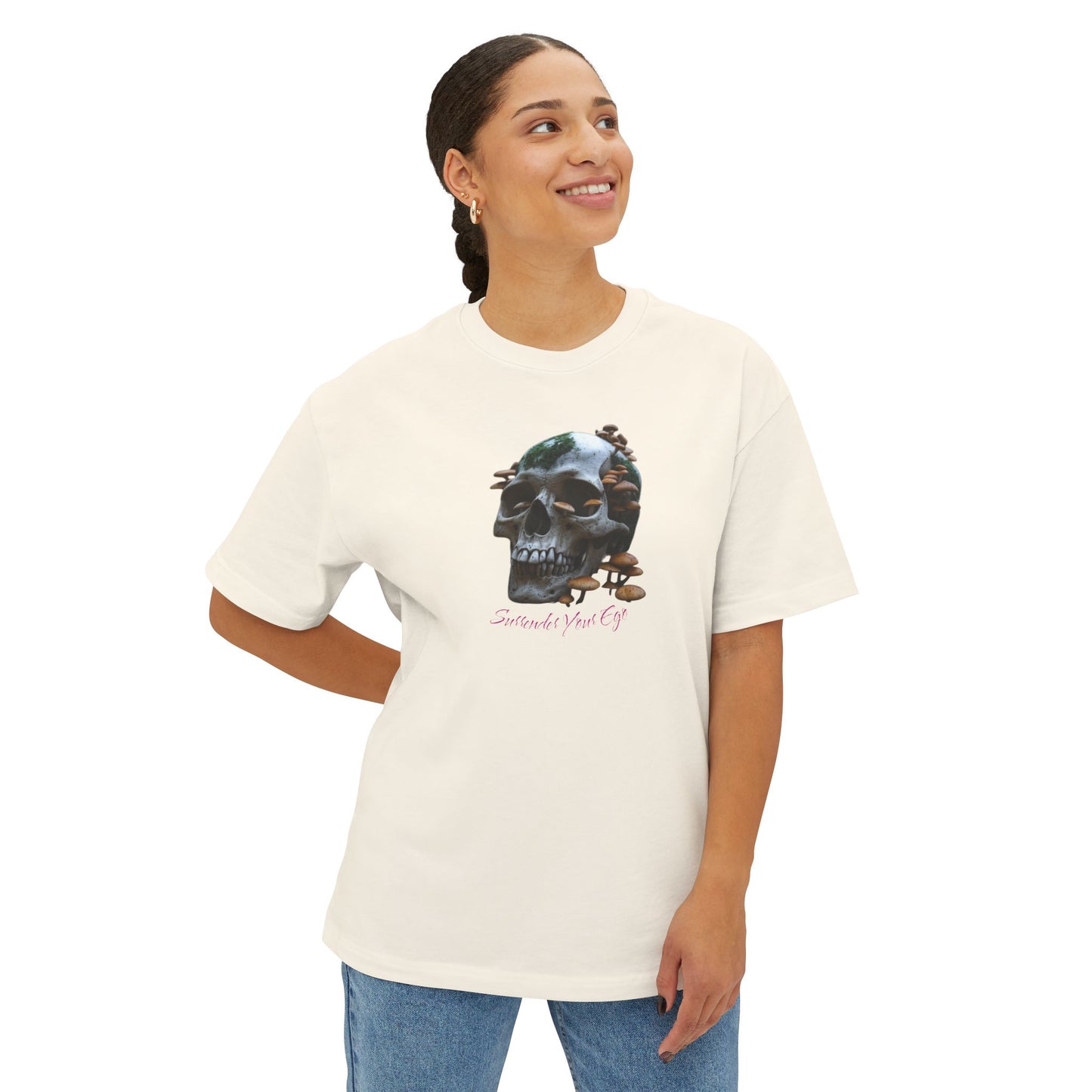 Mushroom Skull Graphic Unisex Oversized Tee | Casual Streetwear, Unique Gift, Statement Shirt, Relaxed Fit Fashion, Graphic Tee