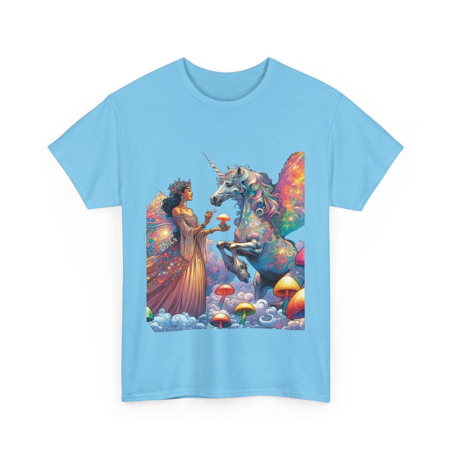Graphic Tee - Fairy feeding a magical unicorn in the forest - Psychonaut Swag