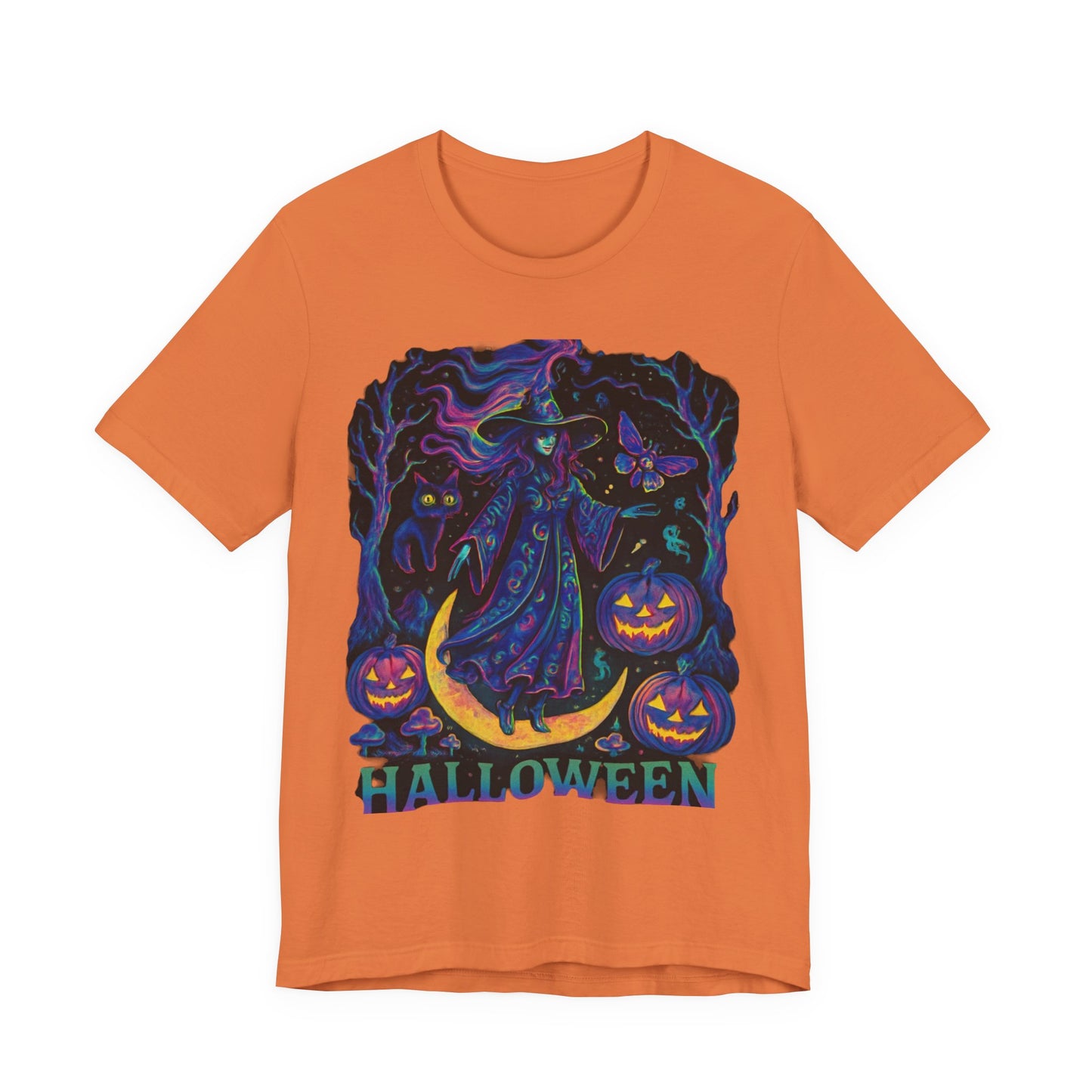 Halloween Witch Graphic Tee, Spooky T-Shirt, Unisex Short Sleeve Shirt, Halloween Costume, Pumpkin Shirt, Fall Festival Apparel