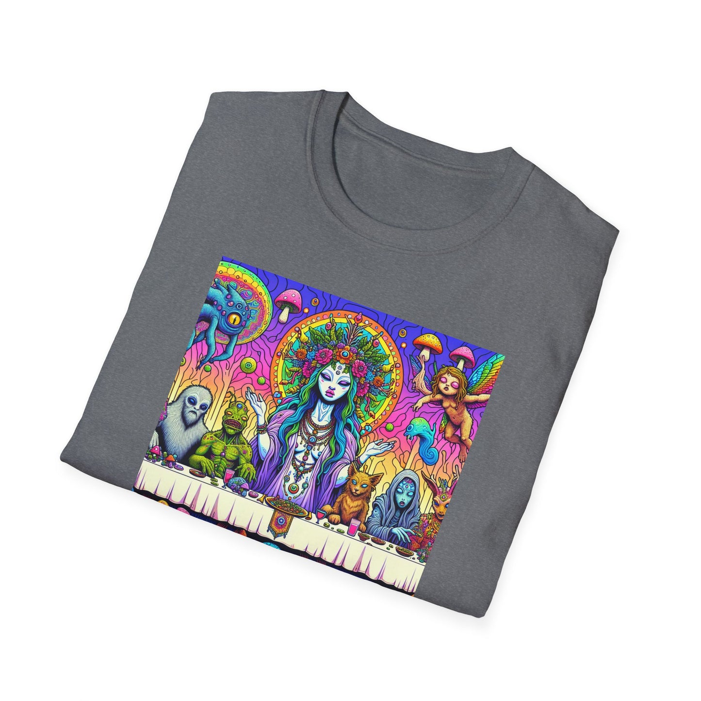 Mushroom Last Supper, Unisex Softstyle T-Shirt - Psychonaut Swag