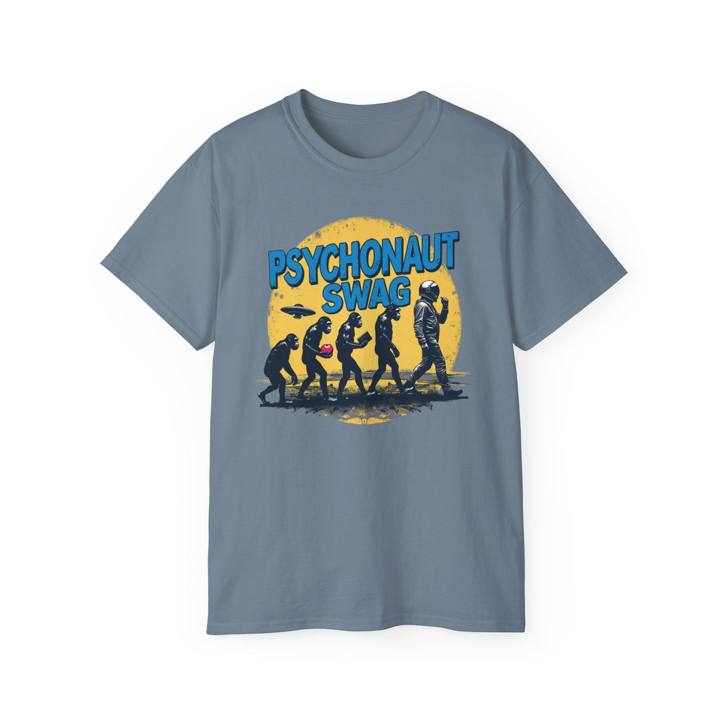 Psychonaut Evolution of Man Sunset, Unisex Tee, Retro Graphic T-Shirt, Music Festival Attire, Gift for Gamers, Casual Streetwear - Psychonaut Swag