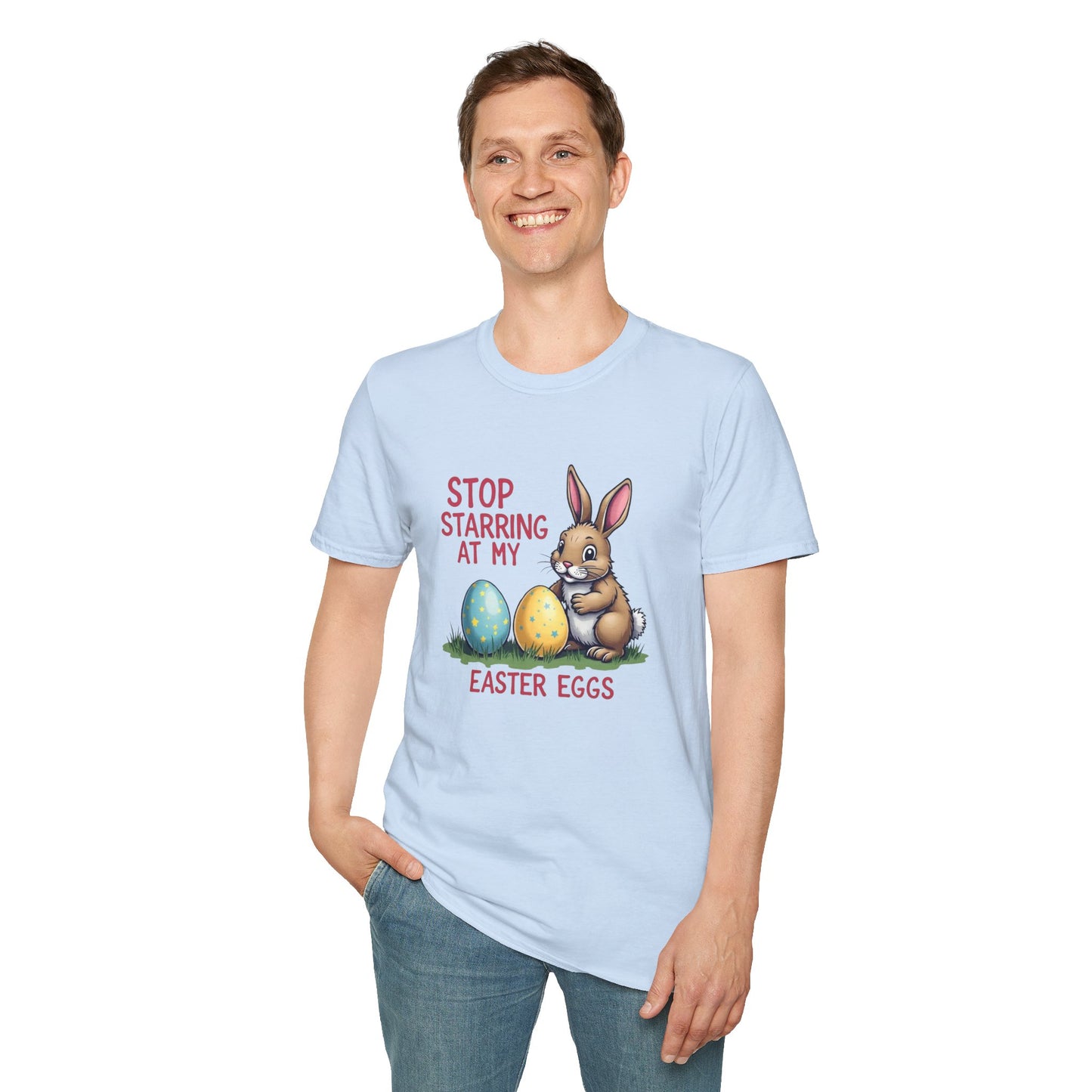 Easter Bunny T-Shirt – "Stop Starring at My Easter Eggs" Cute Holiday Tee