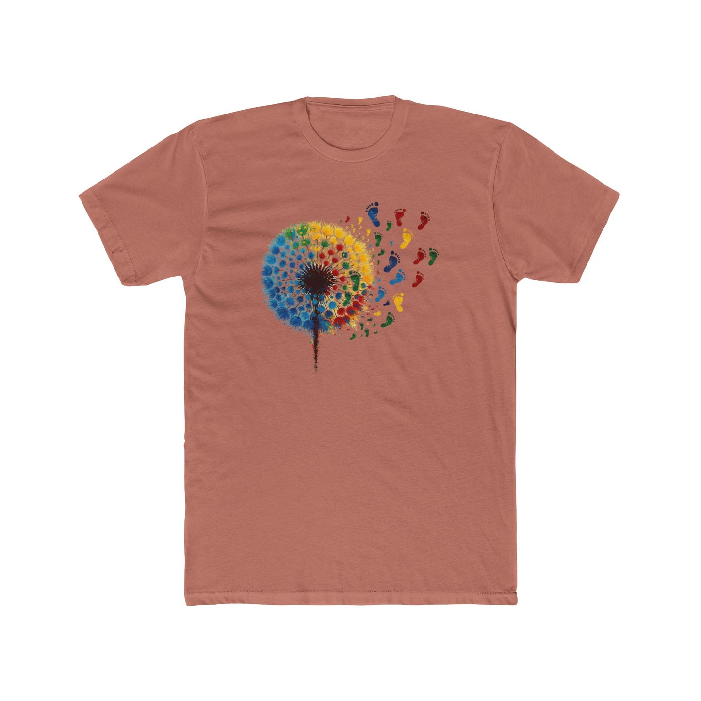 Colorful Dandelion Unisex Cotton Crew Tee, Gift for Nature Lovers, Casual Wear, Art T-Shirt, Eco-Friendly Fashion, Summer Style - Psychonaut Swag