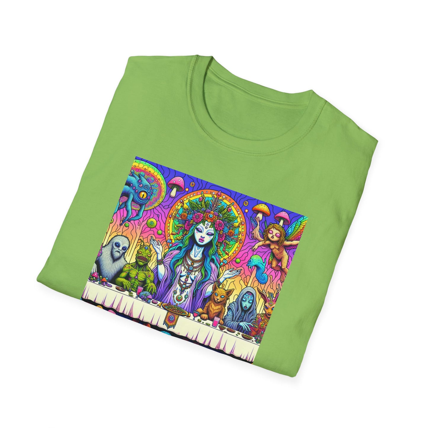 Mushroom Last Supper, Unisex Softstyle T-Shirt - Psychonaut Swag