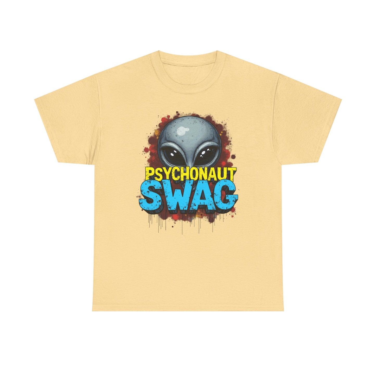 Hidden Alien, Psychonaut Swag, Staple Tee, Unisex Heavy Cotton Tee - Psychedelic Alien Swag Tee, Fun Graphic Tee, Perfect for Festivals, Casual Wear, Gift for Space Lovers - Psychonaut Swag