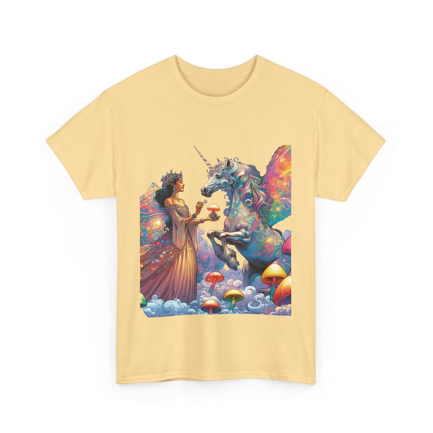 Graphic Tee - Fairy feeding a magical unicorn in the forest - Psychonaut Swag