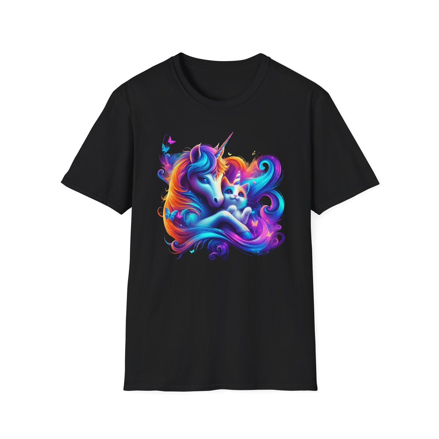 Unicorn with Caticorn Unisex T-Shirt - Magic of Unicorns hugging the Caticorns - Psychonaut Swag