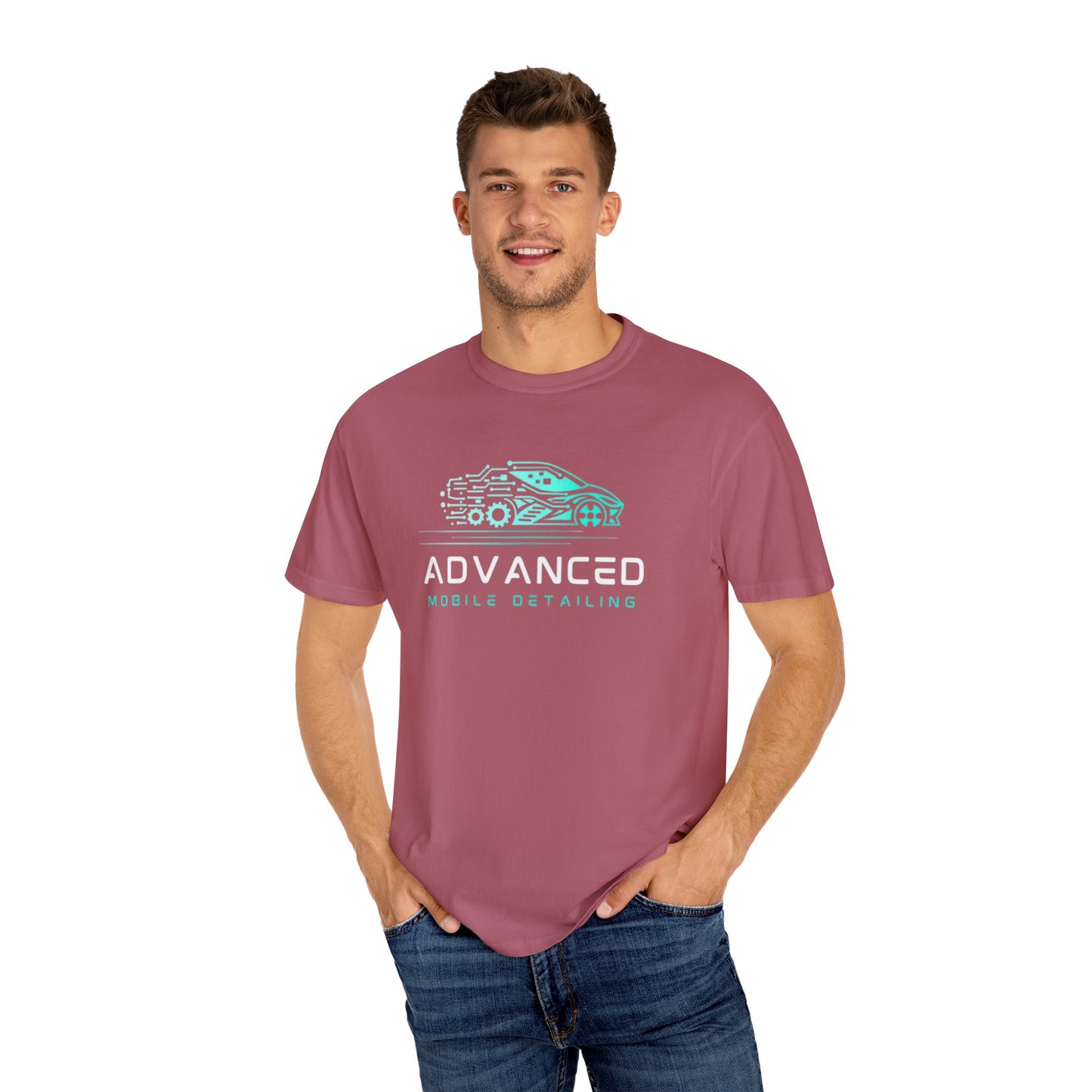 Advanced Mobile, Garment Dyed, T-Shirt, Unisex Graphic Tee, Casual Streetwear, Perfect Gift for Car Lovers, Vintage Style Merch, Everyday Wear