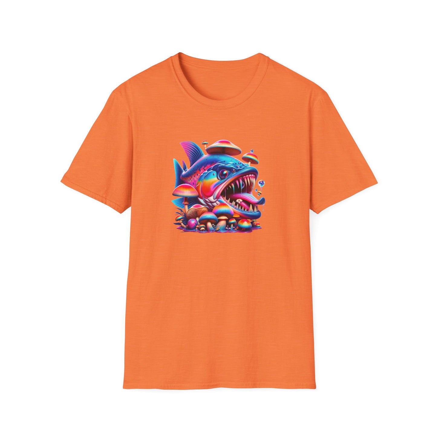 Piranha with Shrooms, Unisex Softstyle T-Shirt - Psychonaut Swag