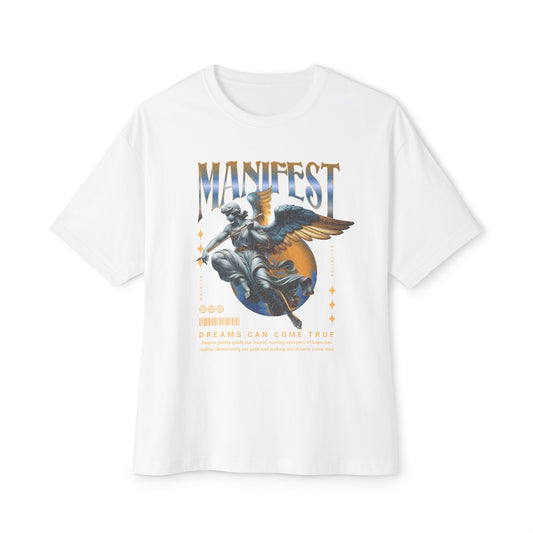 Manifest Angel Graphic Tee — Oversized Boxy Spiritual T‑Shirt