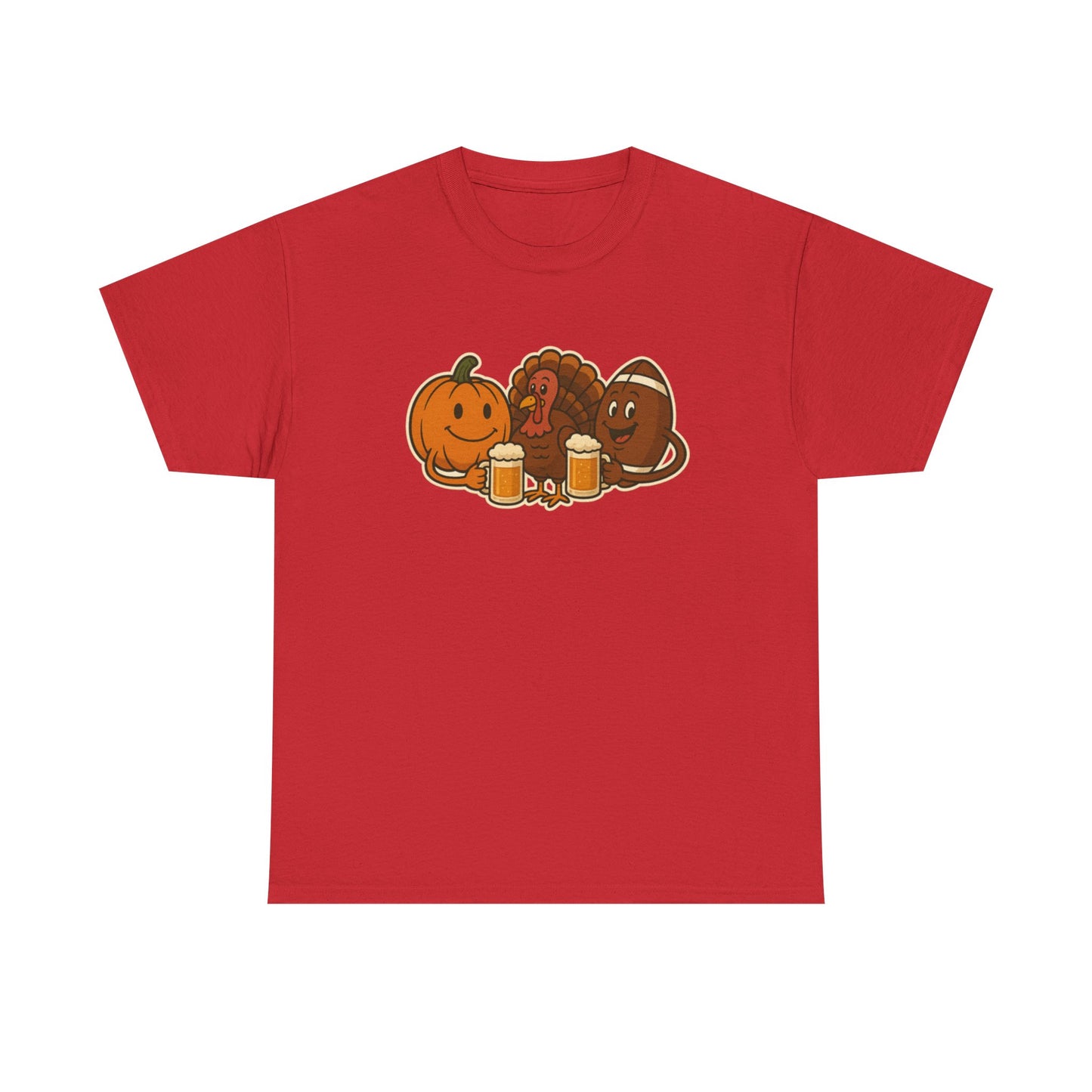 Thanksgiving Day Football & Beer Unisex Cotton Tee, Autumn T-Shirt, Holiday Apparel, Halloween Gift, Family Gathering Outfit, Seasonal Clothing