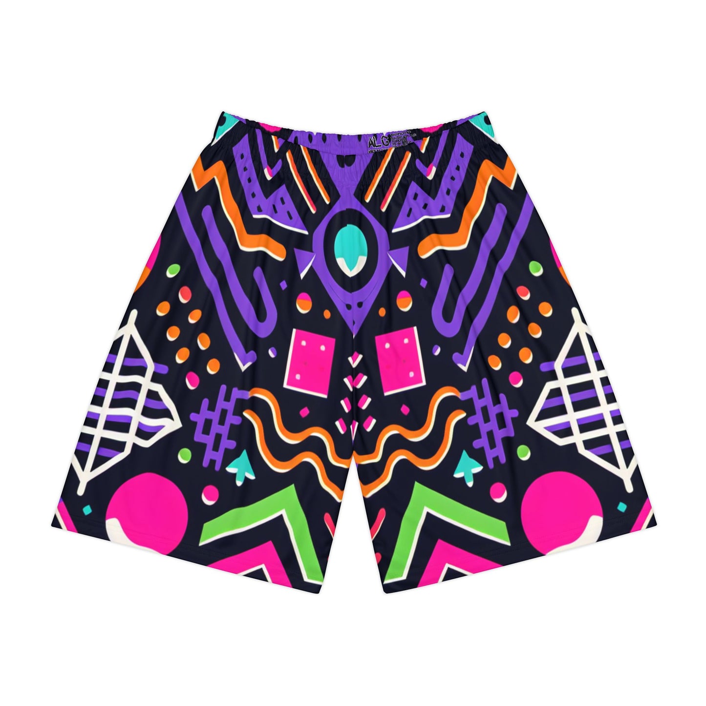 Retro 90's Shorts, Groovy Print, Men’s Sports Shorts, Basketball shorts (AOP) - Psychonaut Swag