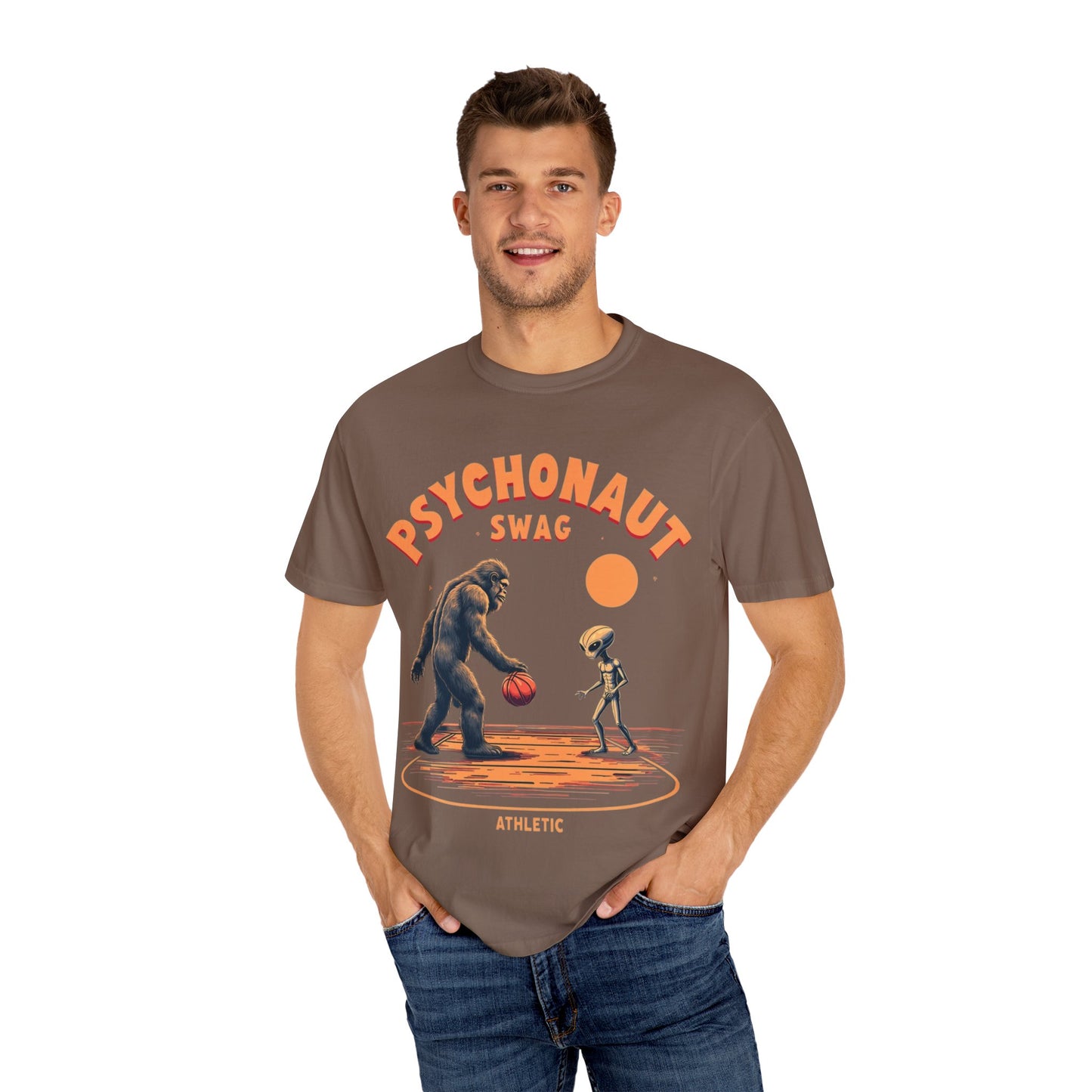Alien vs Bigfoot, Psychonaut Swag Unisex T-Shirt, Funny Graphic Tee, Unique Gift for Gamers, Outdoor Lovers, Birthday, Casual Wear - Psychonaut Swag
