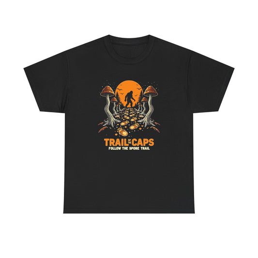 Trailcaps Mushroom Tee — “Follow the Spore Trail” Forest Adventure Shirt