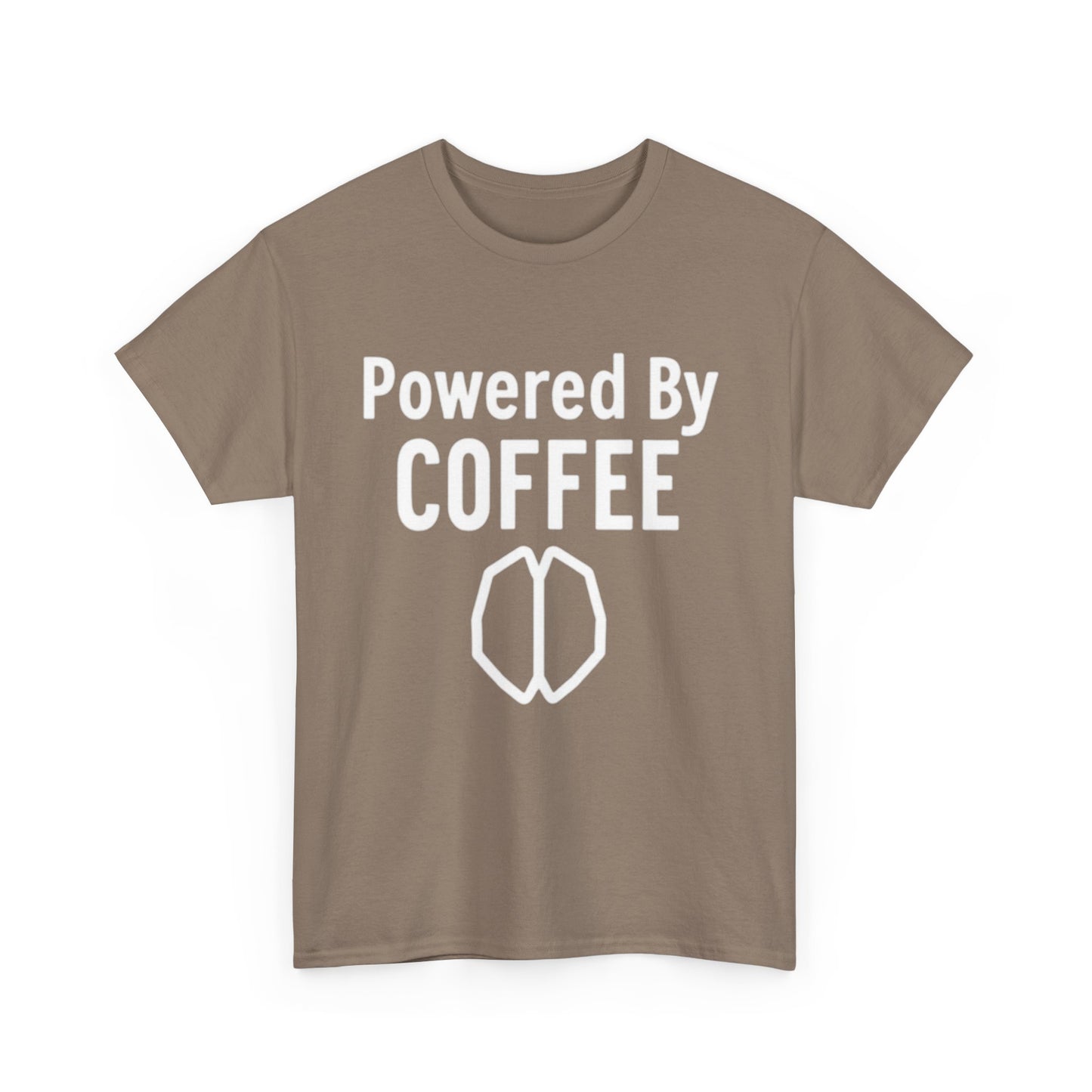 Powered By Coffee Unisex Heavy Cotton Tee, Funny Coffee Lover Shirt, Gift for Barista, Casual Wear, Perfect for Birthdays, Everyday Use - Psychonaut Swag
