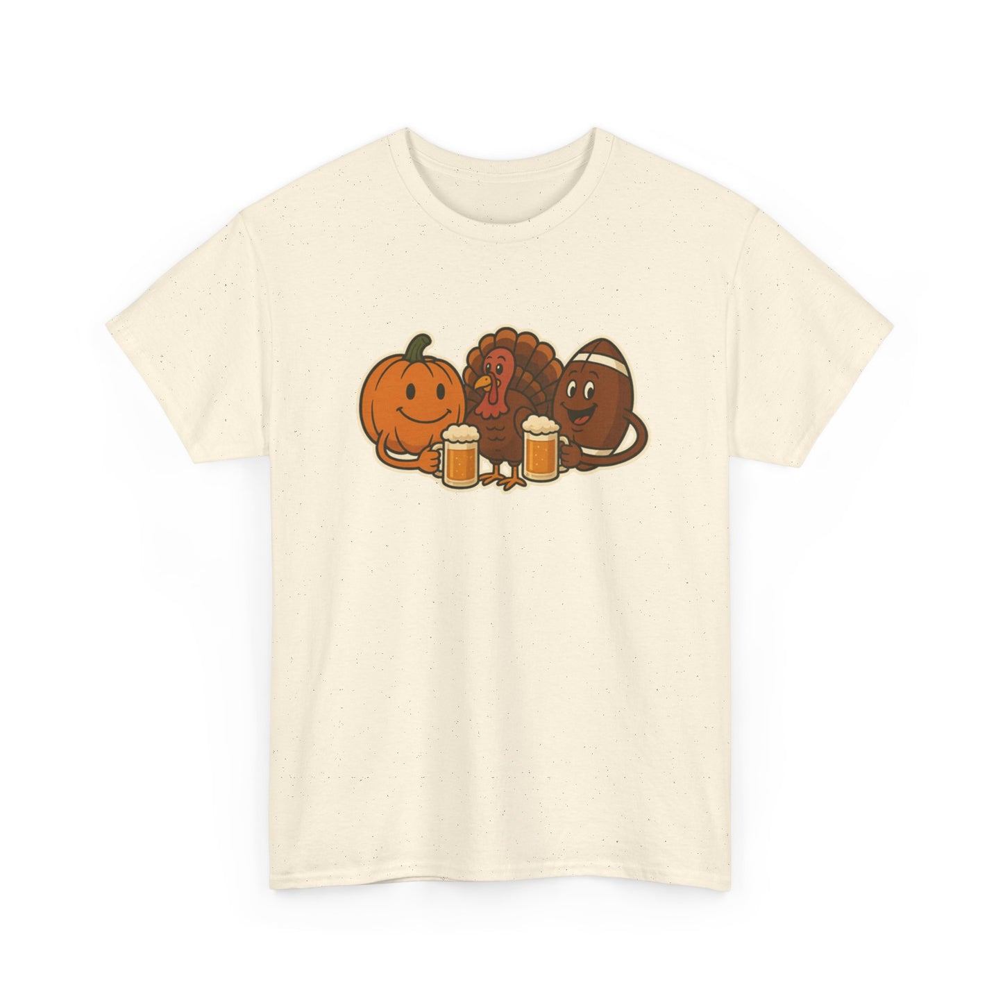 Thanksgiving Day Football & Beer Unisex Cotton Tee, Autumn T-Shirt, Holiday Apparel, Halloween Gift, Family Gathering Outfit, Seasonal Clothing