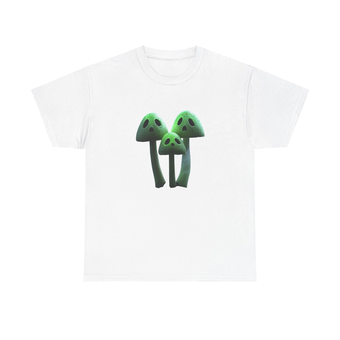 Glowing Ghost Mushroom Tee - Unisex Heavy Cotton T-Shirt, Funny Shirt, Unique Gift, Outdoor Adventure Wear, Halloween Shirt