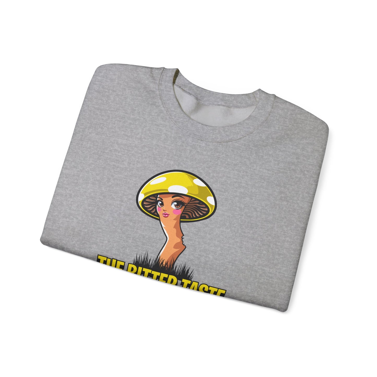 The Bitter Taste of Magic, Mushroom, Unisex Heavy Blend™ Crewneck Sweatshirt - Psychonaut Swag