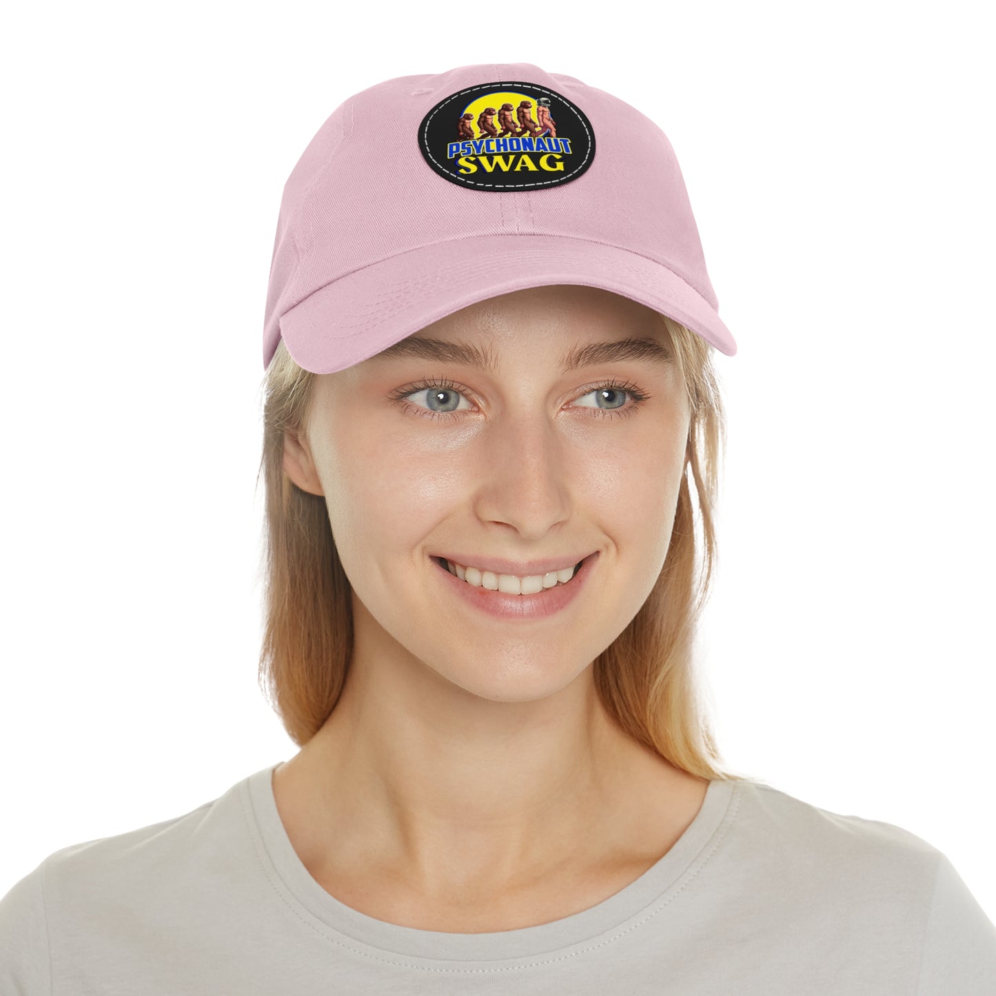 Psychonaut Swag Dad Hat with Leather Patch, Casual Cap for Outdoor Adventures, Fun Gift for Dads, Unique Street Style Hat - Psychonaut Swag
