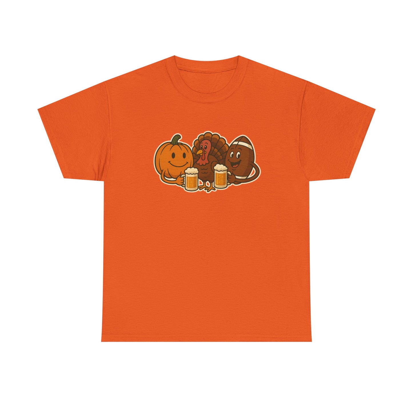 Thanksgiving Day Football & Beer Unisex Cotton Tee, Autumn T-Shirt, Holiday Apparel, Halloween Gift, Family Gathering Outfit, Seasonal Clothing