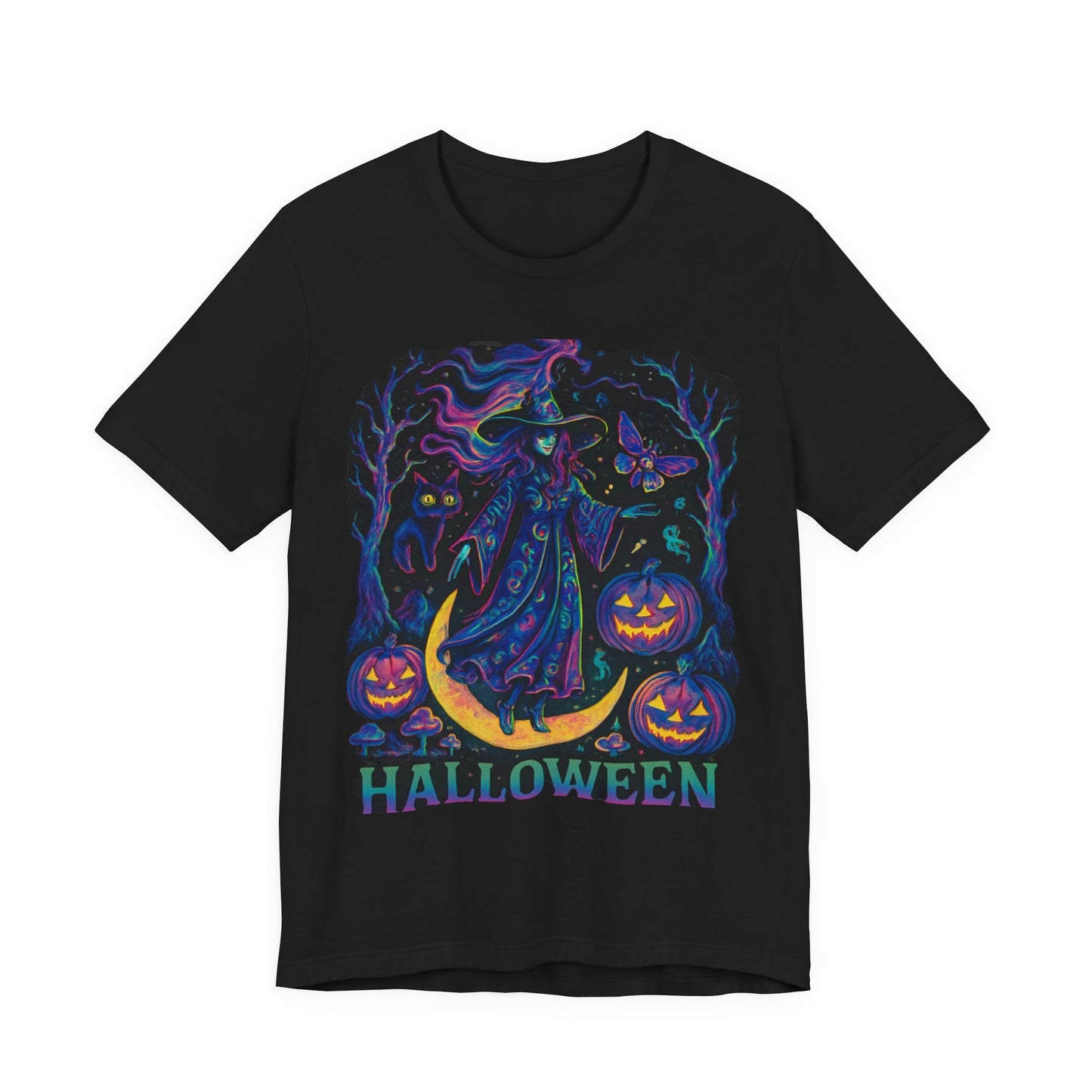 Halloween Witch Graphic Tee, Spooky T-Shirt, Unisex Short Sleeve Shirt, Halloween Costume, Pumpkin Shirt, Fall Festival Apparel