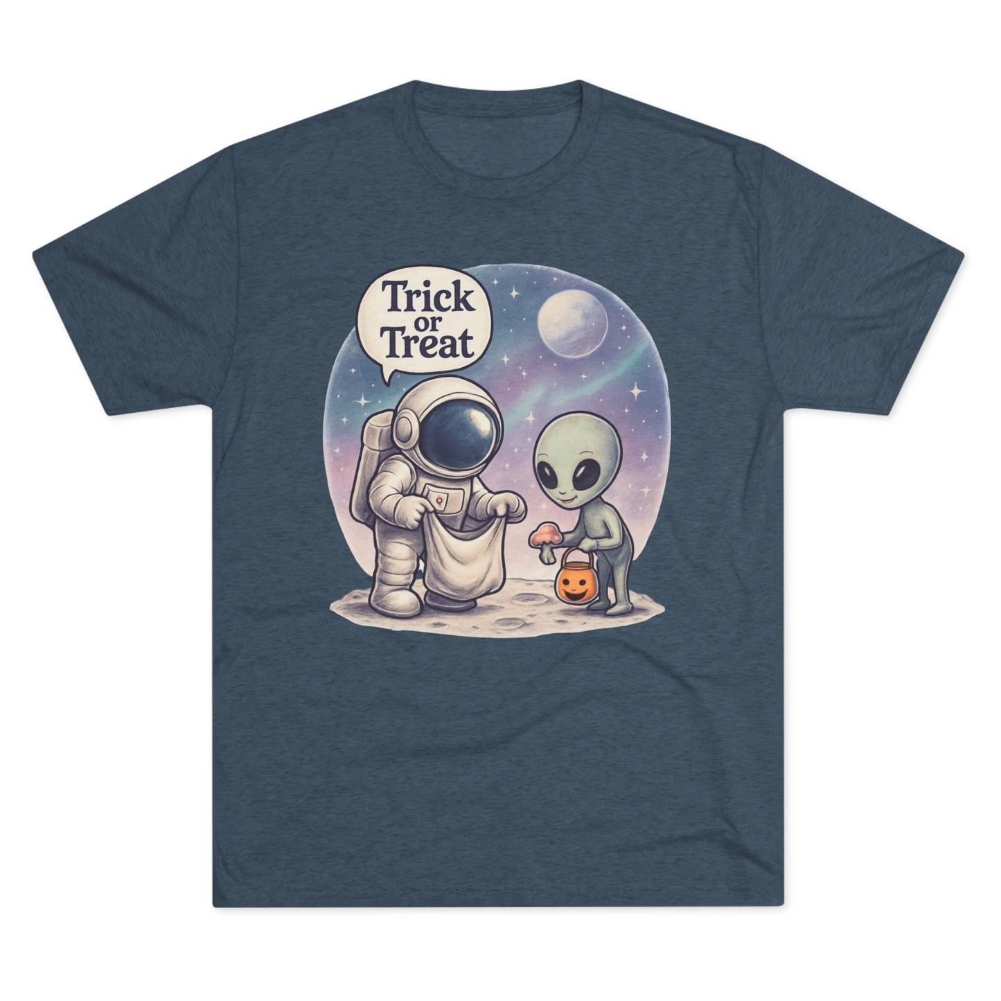 Space Trick or Treat Crew Tee, Halloween T-Shirt, Space Theme Shirt, Unisex Graphic Tee, Fun Costume Tee, Gift for Space Lovers