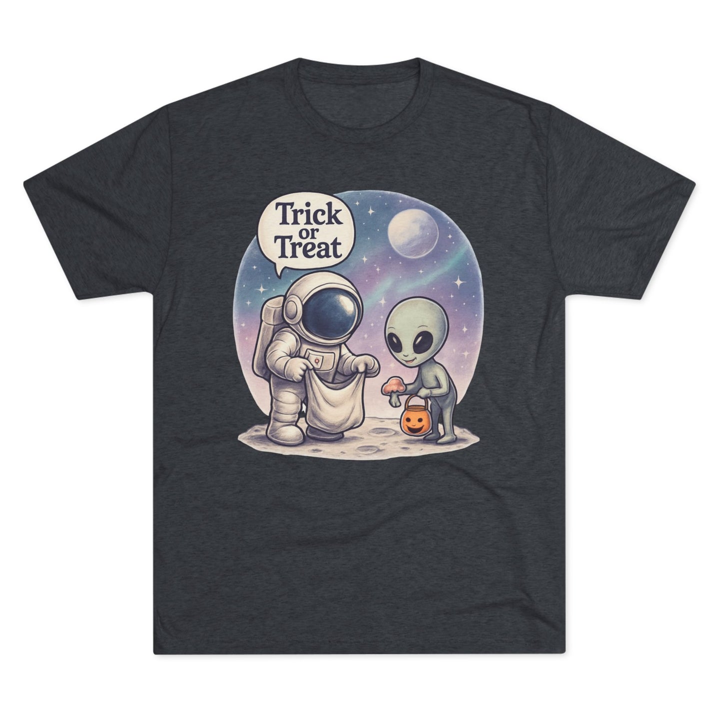 Space Trick or Treat Crew Tee, Halloween T-Shirt, Space Theme Shirt, Unisex Graphic Tee, Fun Costume Tee, Gift for Space Lovers