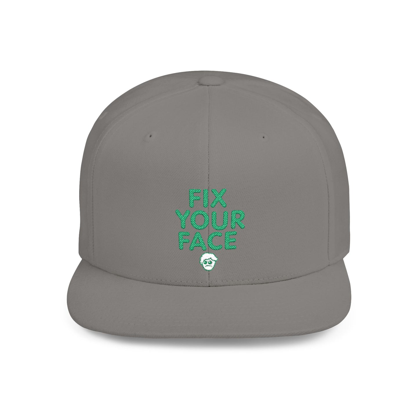 Fix Your Face-Leah, Flat Bill Snapback Cap, Trendy Snapback Hat, Funny Quote Hat, Casual Streetwear Cap, Unique Gift for Friends