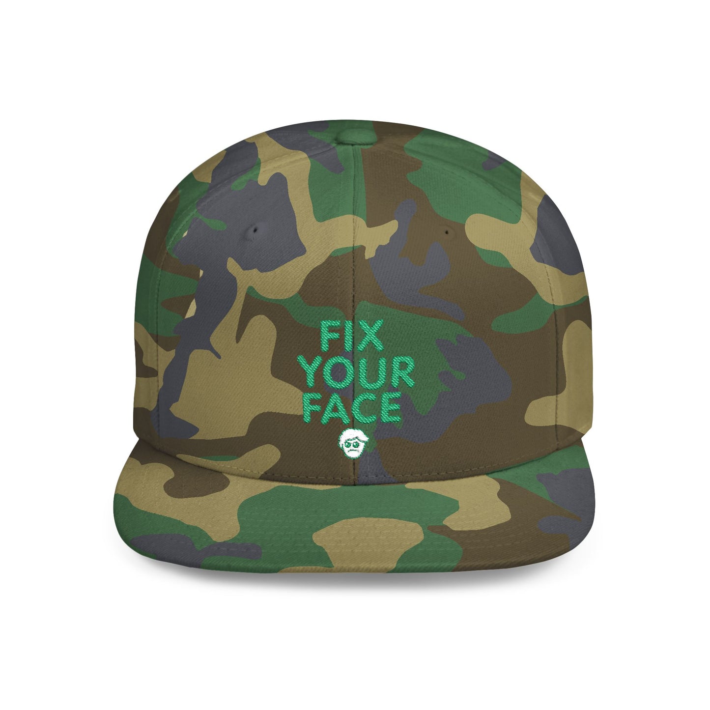Fix Your Face-Leah, Flat Bill Snapback Cap, Trendy Snapback Hat, Funny Quote Hat, Casual Streetwear Cap, Unique Gift for Friends