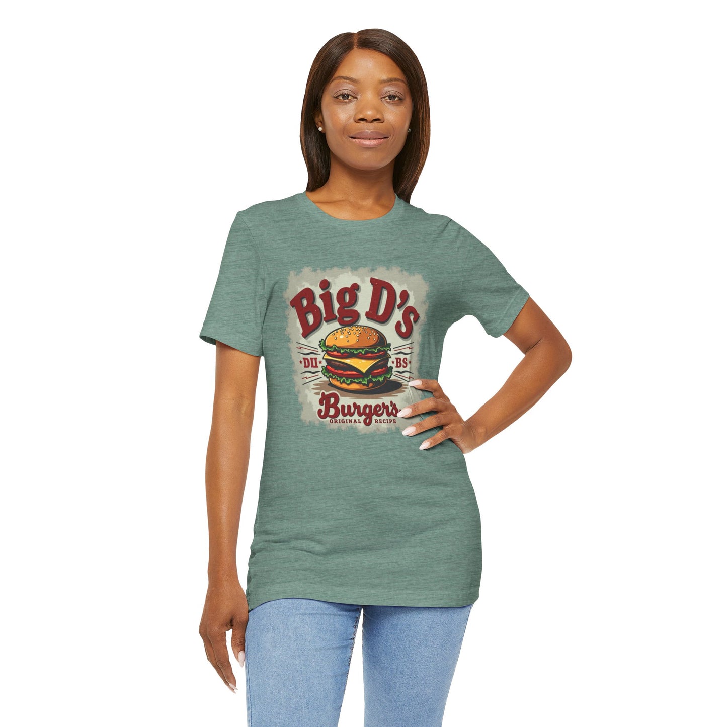 Big D's Burgers Unisex Jersey Tee - Fun Foodie Shirt, Casual Wear, Burger Lover Gift, Retro Fast Food T-Shirt, Summer BBQ Fashion - Psychonaut Swag