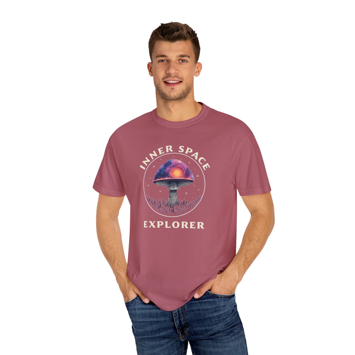 Inner Space Explorer T-Shirt, Unisex Graphic Tee, Cosmic Mushroom Apparel, Gift for Nature Lovers, Casual Wear for Adventurers - Psychonaut Swag