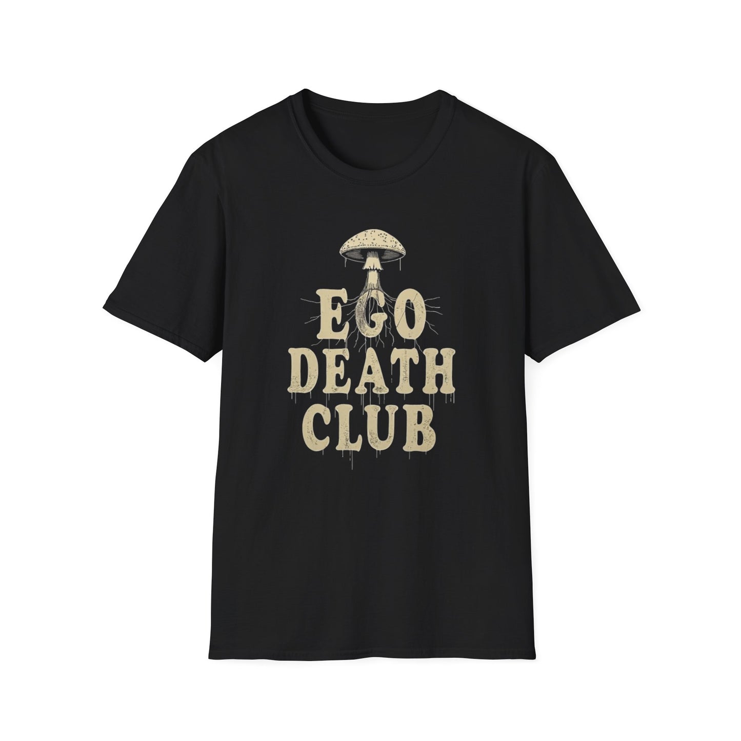 Ego Death Club Mushroom, T-Shirt, Unisex Softstyle Tee, Casual Wear, Gift for Friends, Unique Graphic Shirt - Psychonaut Swag