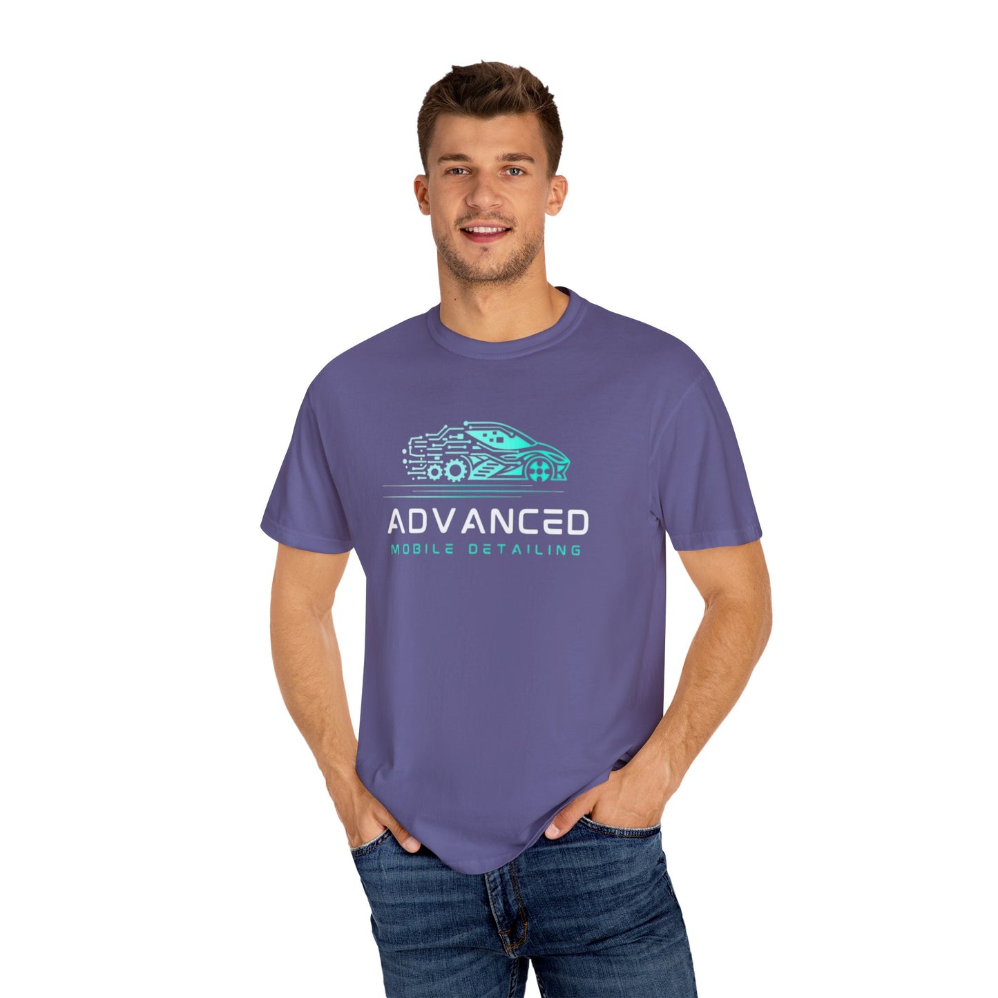 Advanced Mobile, Garment Dyed, T-Shirt, Unisex Graphic Tee, Casual Streetwear, Perfect Gift for Car Lovers, Vintage Style Merch, Everyday Wear