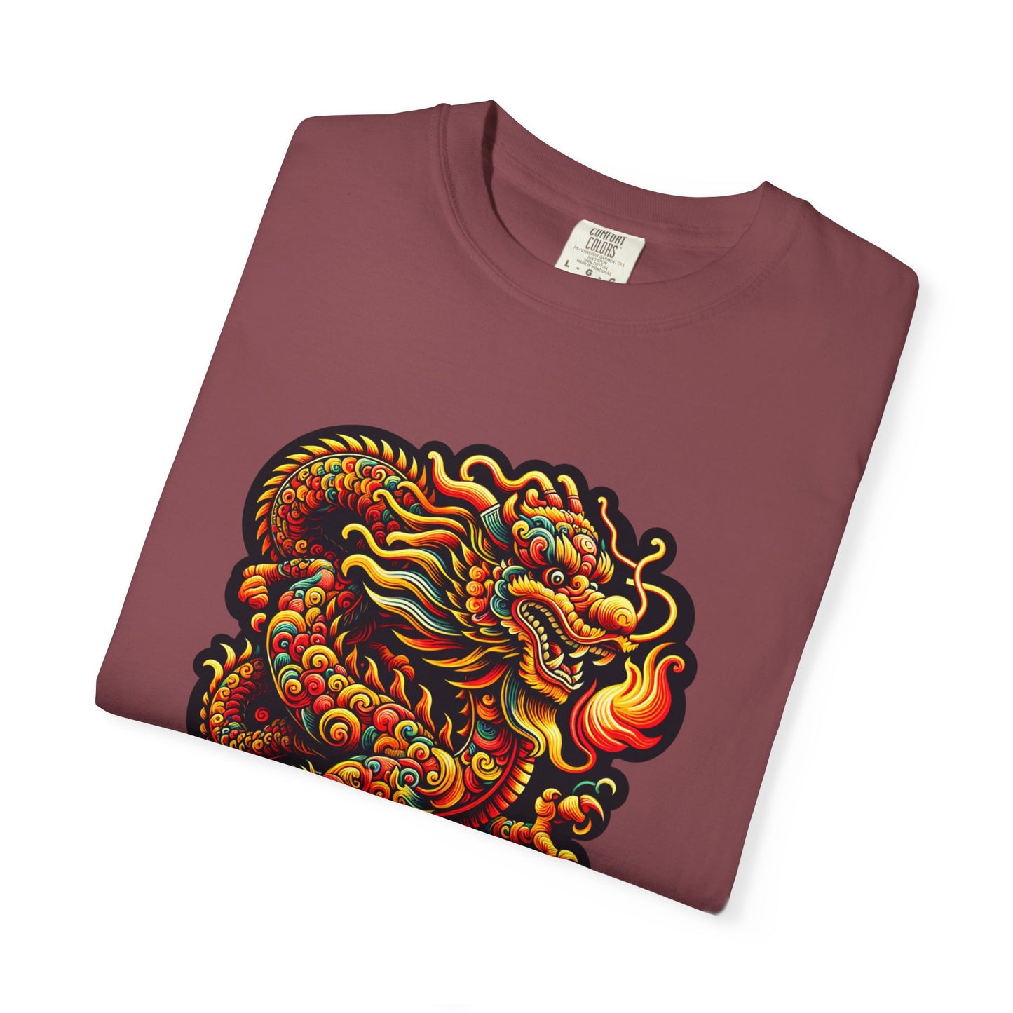 Dragon, Unisex Dragon Graphic T-Shirt - Colorful Garment-Dyed Tee
