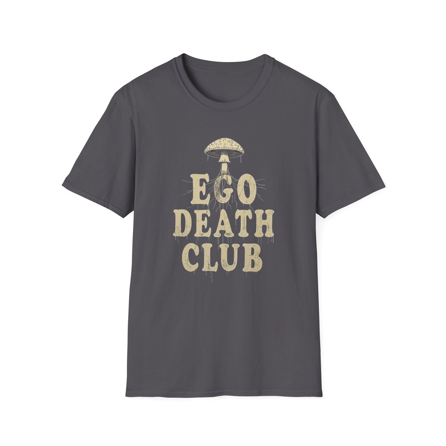 Ego Death Club Mushroom, T-Shirt, Unisex Softstyle Tee, Casual Wear, Gift for Friends, Unique Graphic Shirt - Psychonaut Swag