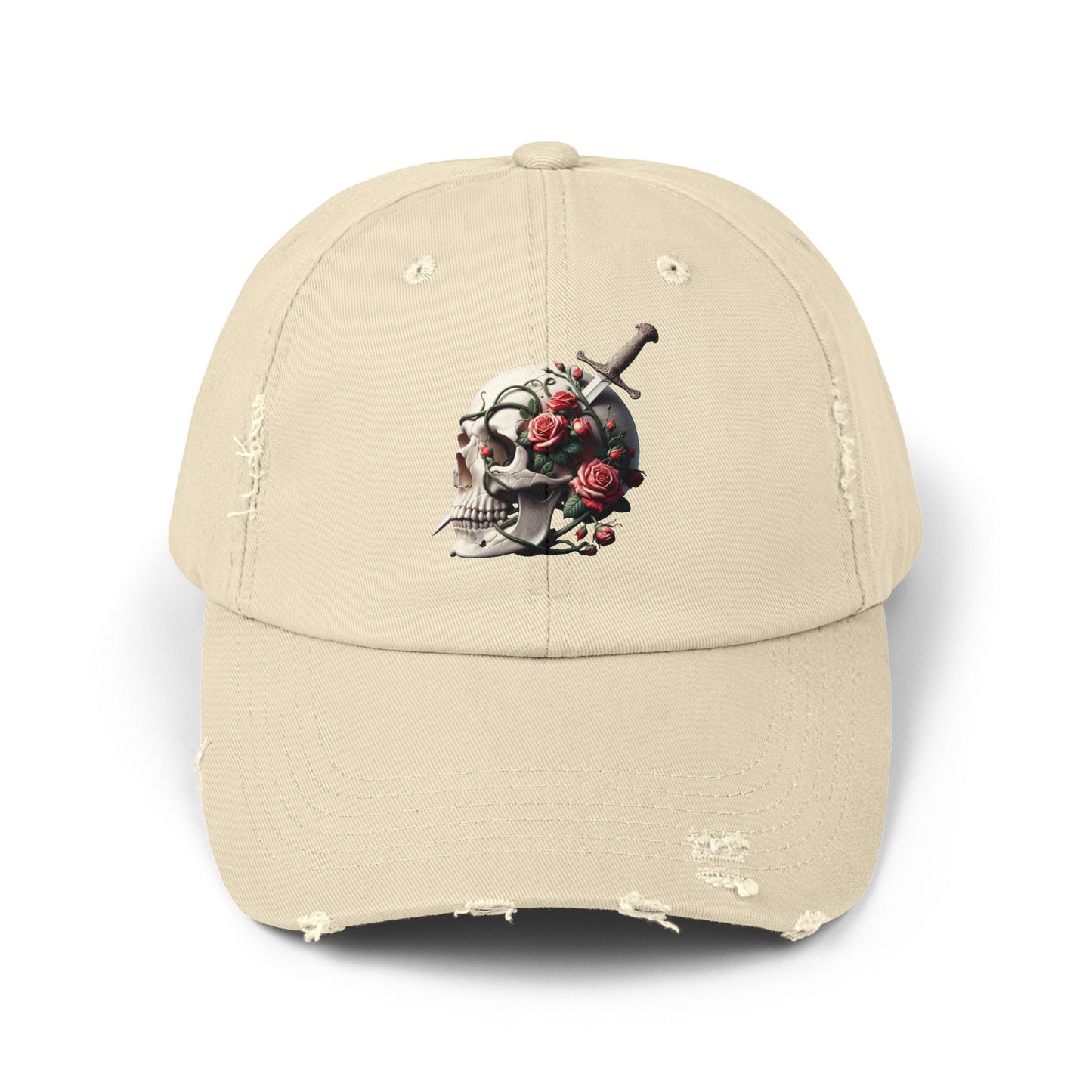 Skull rose, Unisex Distressed Cap