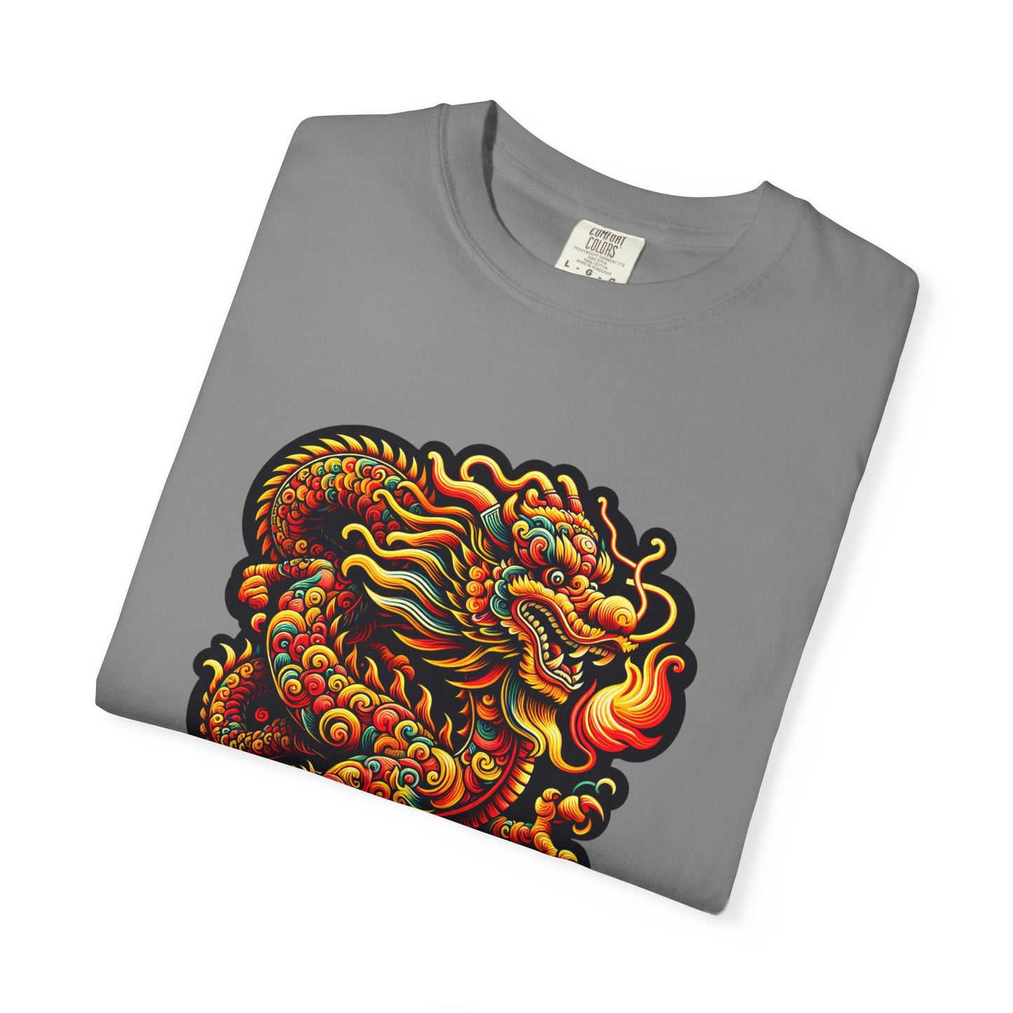 Dragon, Unisex Dragon Graphic T-Shirt - Colorful Garment-Dyed Tee