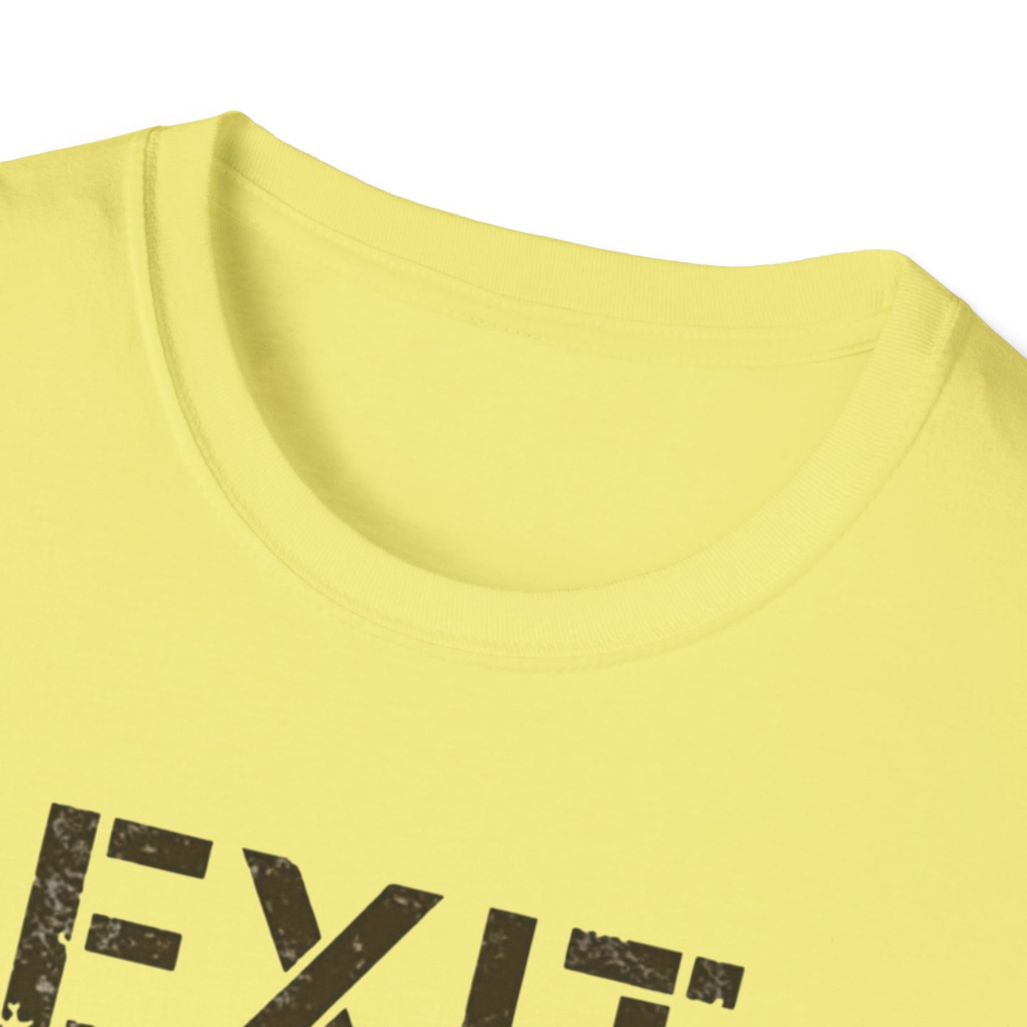 Exit Strategy Unisex Softstyle T-Shirt, Casual Wear, Fun Graphic Tee, Gift for Friends, Statement Shirt, Everyday Comfort - Psychonaut Swag