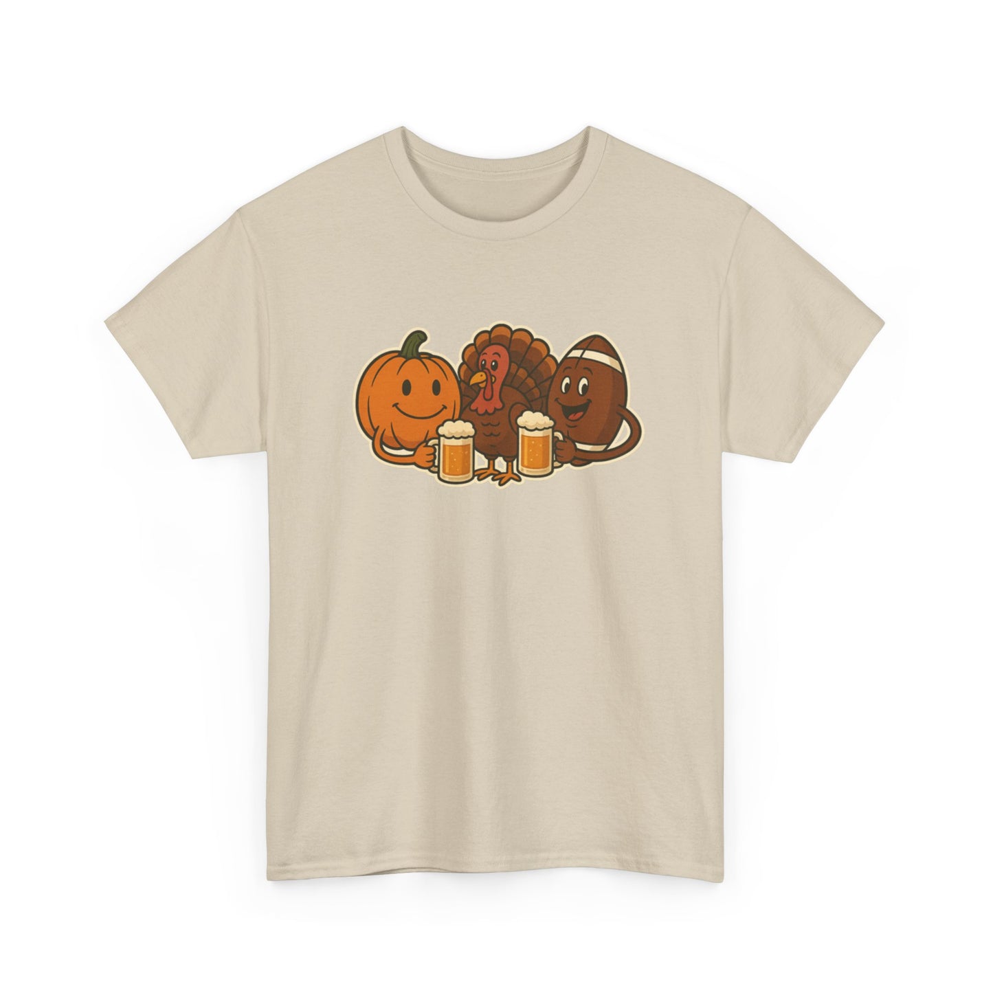 Thanksgiving Day Football & Beer Unisex Cotton Tee, Autumn T-Shirt, Holiday Apparel, Halloween Gift, Family Gathering Outfit, Seasonal Clothing
