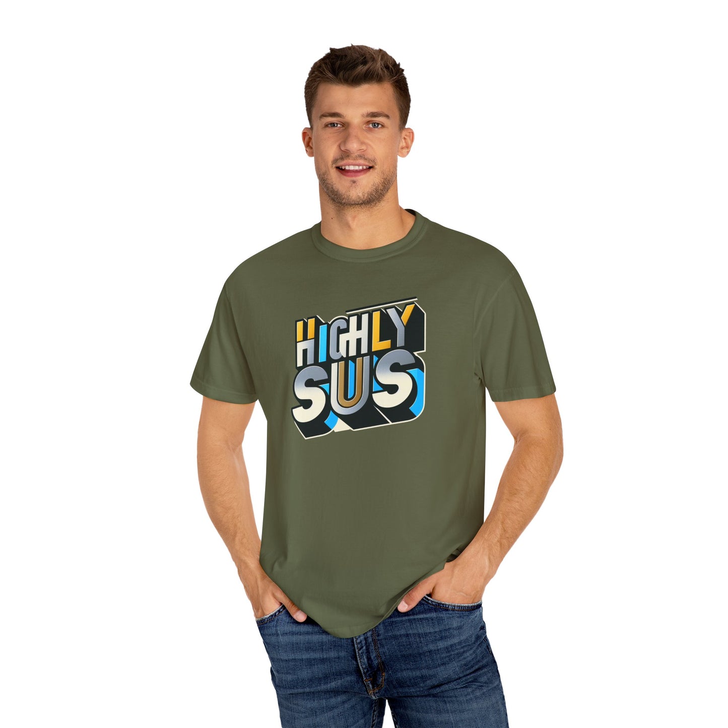 Highly Sus Unisex Garment-Dyed T-shirt - Trendy Casual Wear - Psychonaut Swag