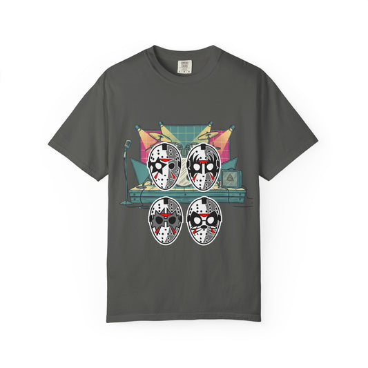 Horror rock group Mashup Graphic T-Shirt — Cute Killer Icons & Masked Biker Tee